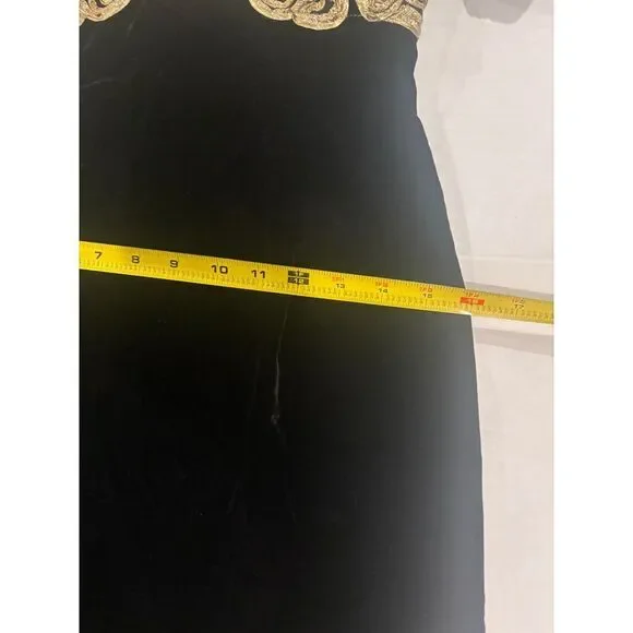 Vintage Scott McClintock Black‎ Velvet and Gold Detail Lace Dress - Picture 14 of 14